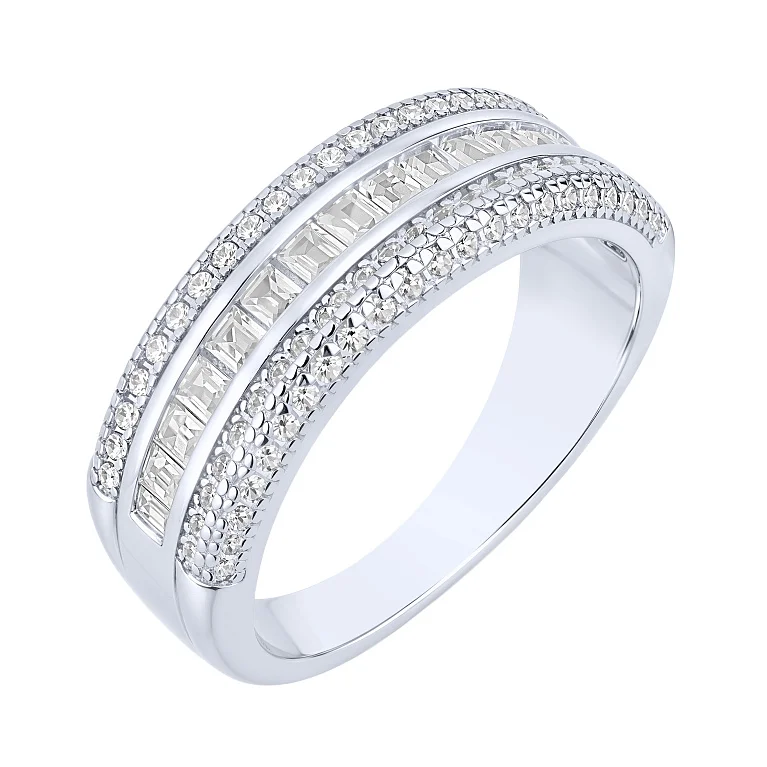 Масивна каблучка зі срібла з фіанітами  - 2205842