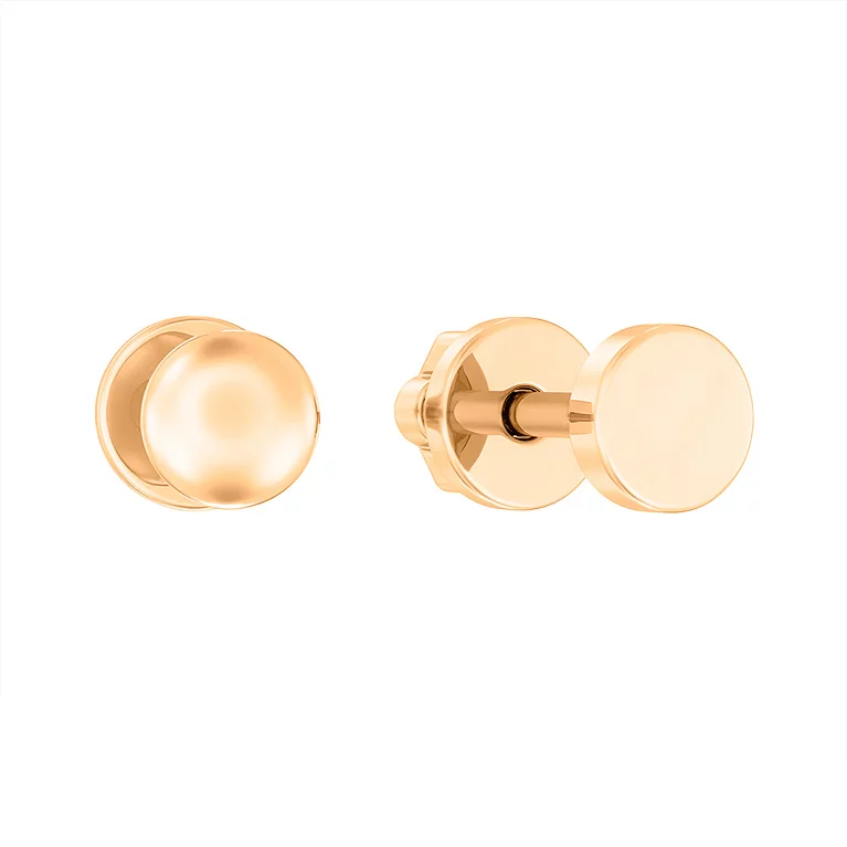 Сережки-гвоздики из красного золота "Монета". Артикул 110646: цена, отзывы, фото – купить в интернет-магазине AURUM