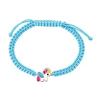 Шелковый детский браслет "Пони-аликорн" с вставкой червоного золота и эмалью - 1972015