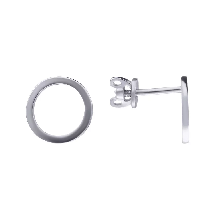 Круглые сережки-гвоздики из серебра . Артикул 7518/20100: цена, отзывы, фото – купить в интернет-магазине AURUM
