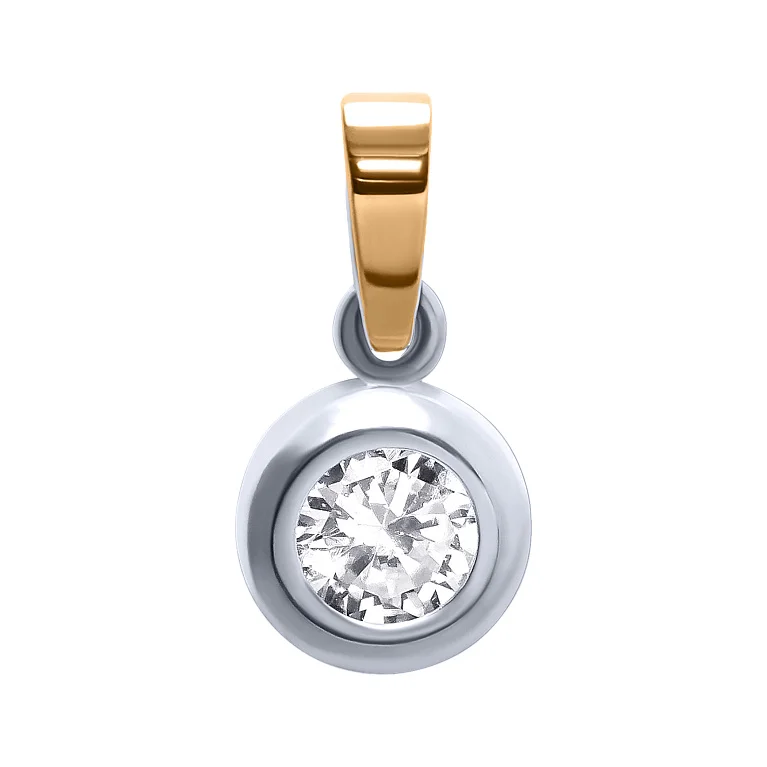 Подвес из серебра с накладкой из красного золота и фианитом - 2122929