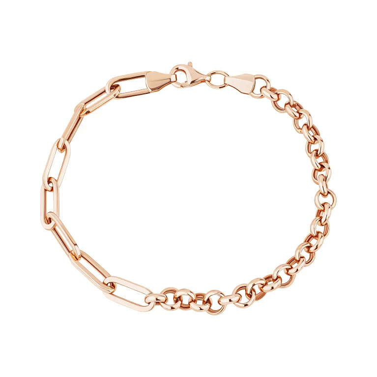 Браслет у червоному золоті плетіння якірне та шопард - 1976704