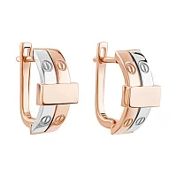 Серьги "Love" из комбинированного золота - 2009356