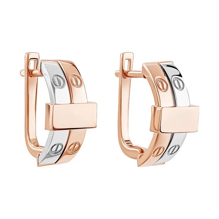 Серьги "Love" из комбинированного золота - 2009356