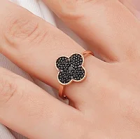 Кольцо с фианитами из красного золота "Клевер" - 1687719