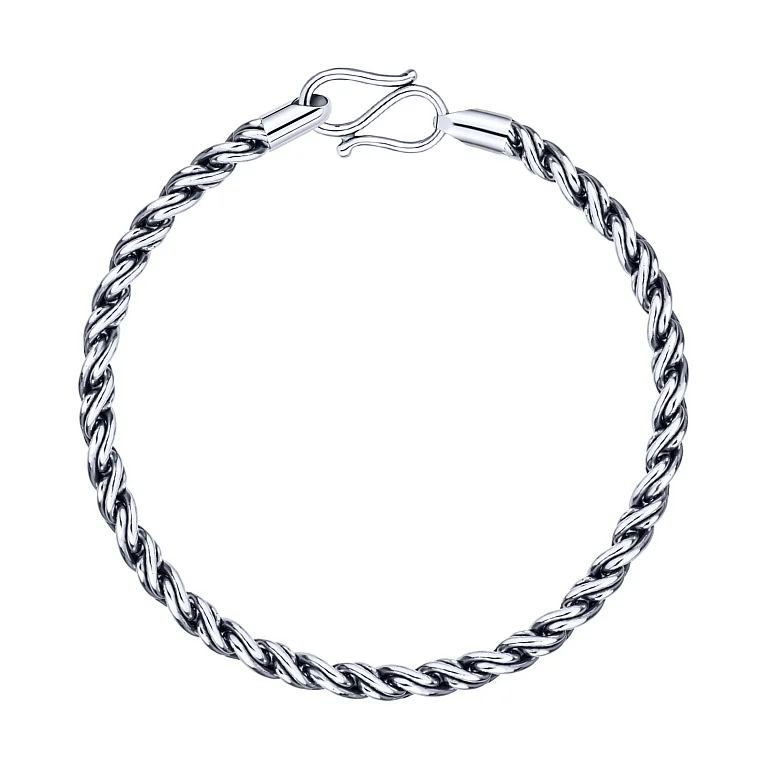 Браслет из серебра плетение жгут с чернением  - 2205927