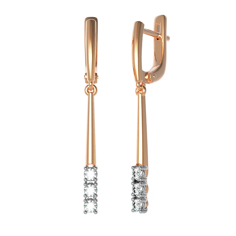 Золоті сережки з діамантами з підвісами. Артикул 22865брил: ціна, відгуки, фото – купити в інтернет-магазині AURUM