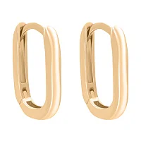 Сережки-кольца "Овал" из красного золота - 896939
