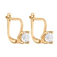 Сережки из красного золота с фианитом - 1558841
