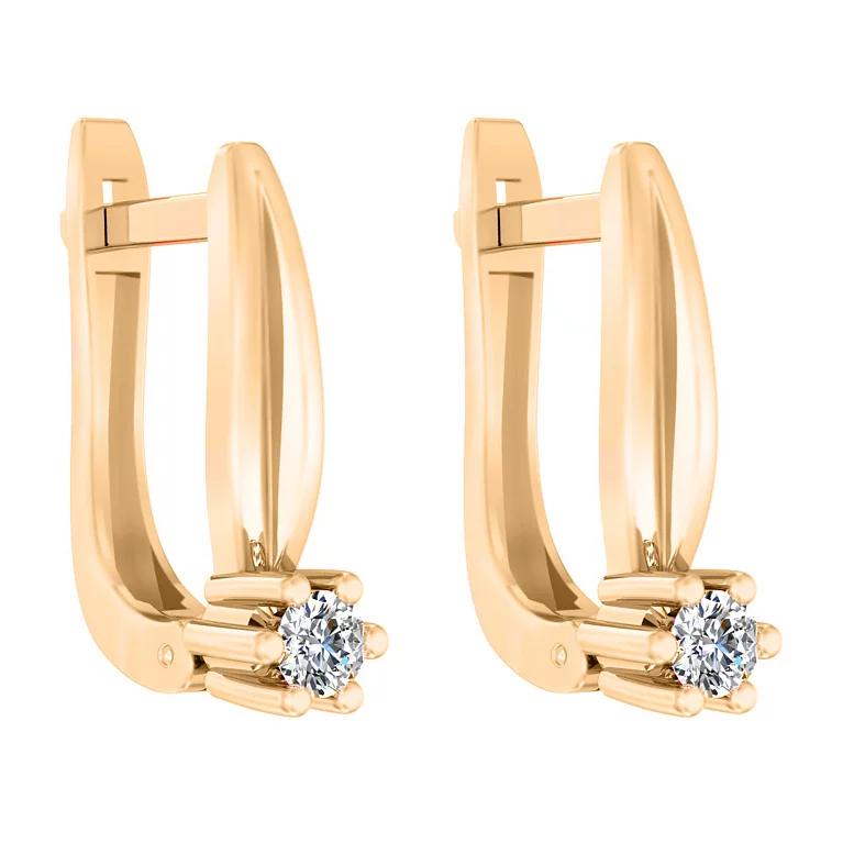 Золоті сережки з діамантом. Артикул С011015015: ціна, відгуки, фото – купити в інтернет-магазині AURUM
