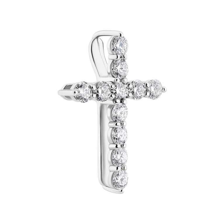 Крестик декоративный из белого золота с брилиантами - 2125584