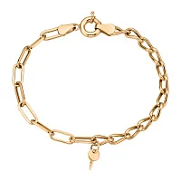 Браслет "Ключик" з підвісом із червоного золота у подвійному плетінні - 1856609