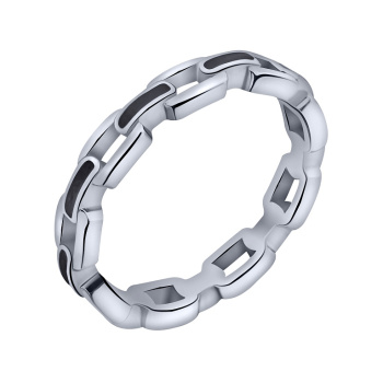 Срібна каблучка "Ланцюг" з емаллю - 1975594