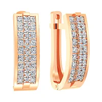 Сережки-доріжки з червоного золота з фіанітами - 1390025