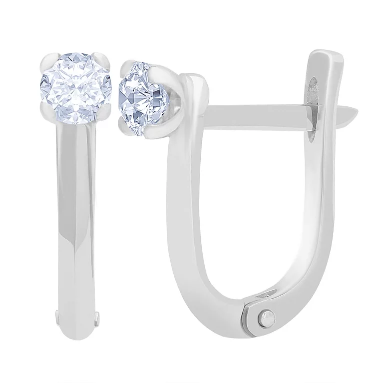 Золоті сережки з діамантом. Артикул 102-10089(4,2)б: ціна, відгуки, фото – купити в інтернет-магазині AURUM