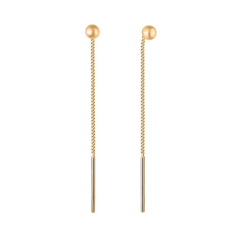 Золотые серьги-протяжки в форме шариков. Артикул 100103/1: цена, отзывы, фото – купить в интернет-магазине AURUM