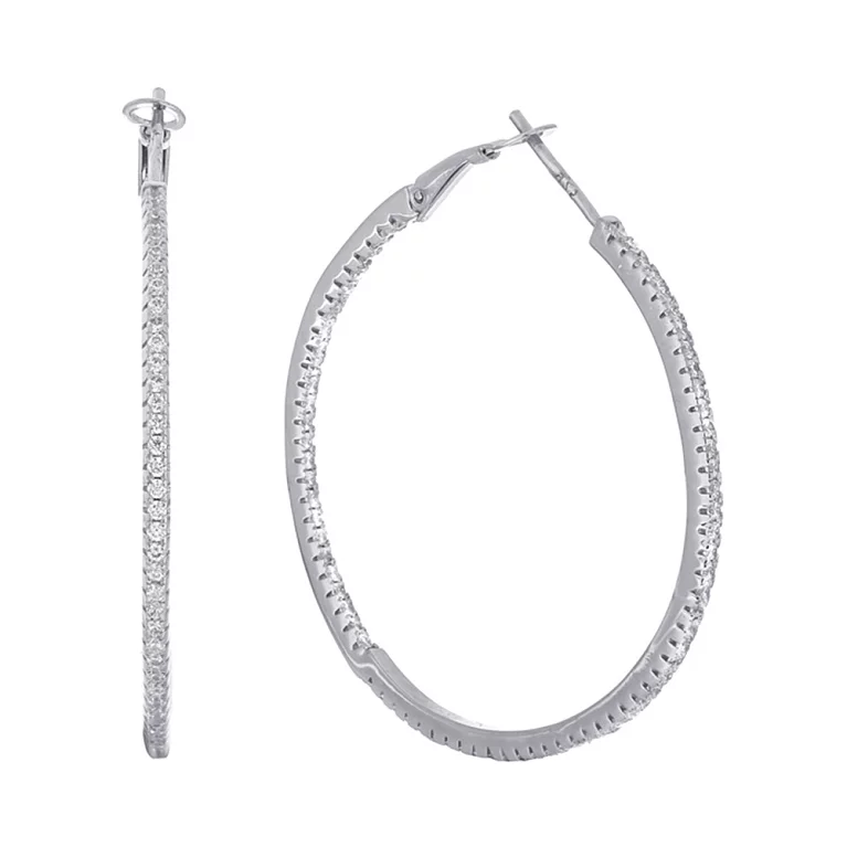 Срібні сережки-кільця з фіанітами. Артикул 7502/С2Ф/169А: ціна, відгуки, фото – купити в інтернет-магазині AURUM