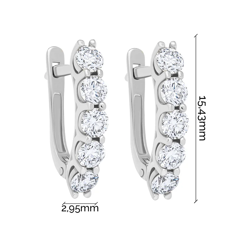 Сережки из белого золота с бриллиантами - 959536