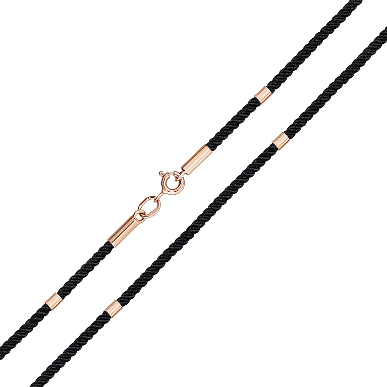 Шнурок із чорного шовку зі вставкою з червоного золота - 1477353
