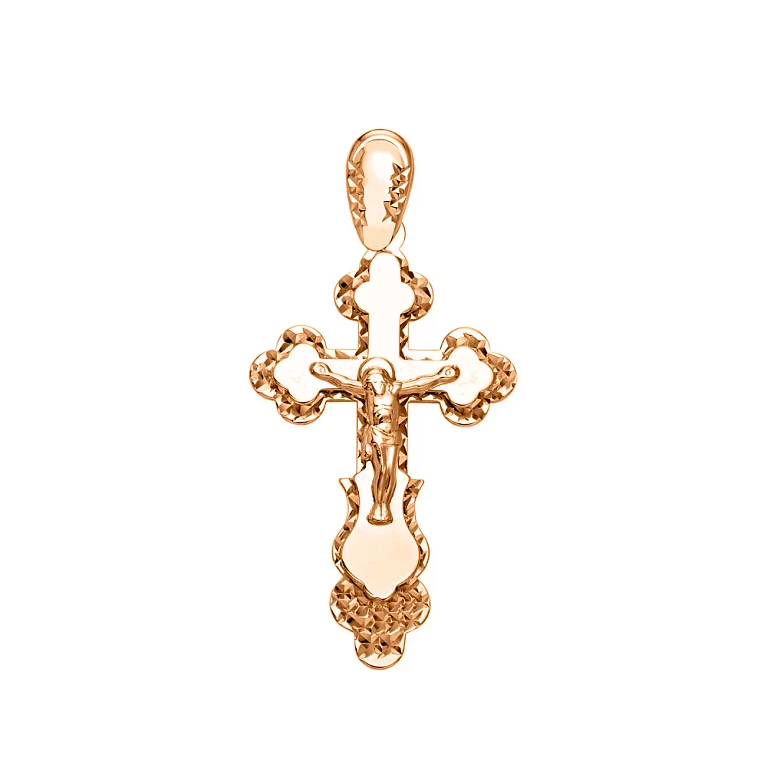 Крестик из красного золота с алмазной гранью. Артикул 210123: цена, отзывы, фото – купить в интернет-магазине AURUM
