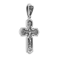 Срібний хрест "Ісус Христос" з чорнінням - 1982150