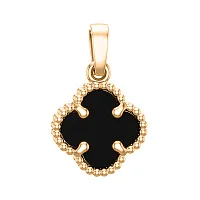 Подвес из красного золота "Клевер" с ониксом - 2129781