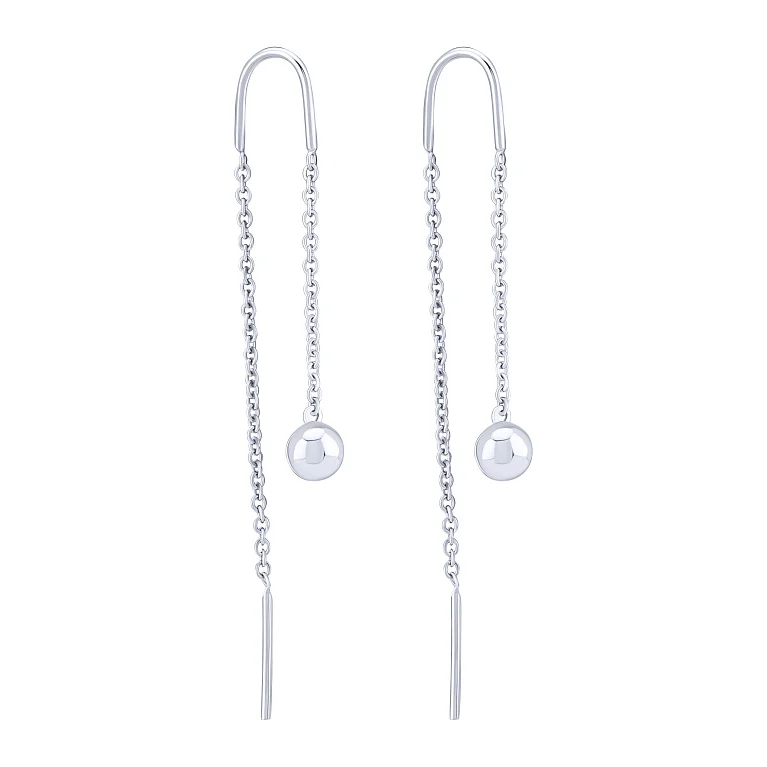 Серебряные серьги-протяжки с шариками - 2103805