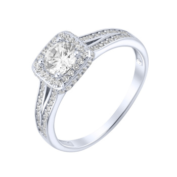 Серебряное двойное кольцо 2 в 1 "Геометрия" с фианитами - 2260727