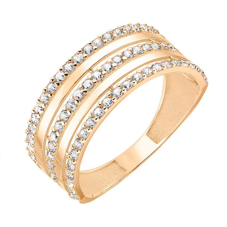 Тройное золотое кольцо с фианитами. Артикул 153322: цена, отзывы, фото – купить в интернет-магазине AURUM