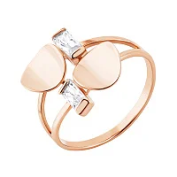 Двойное кольцо "Геометрия" из красного золота с фианитами - 2193624