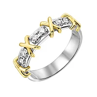 Кольцо в комбинированном золоте с дорожкой бриллиантов - 2182912