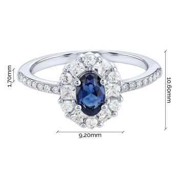 Серебряное кольцо с альпинитом и фианитами - 2289411