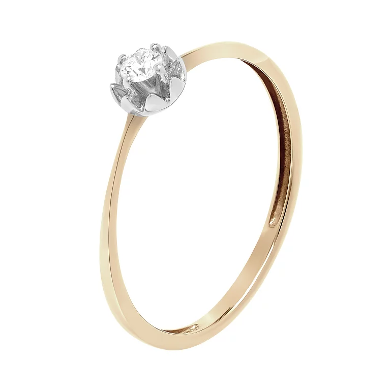 Тонкое кольцо для помолвки в красном золоте с бриллиантом. Артикул 5100: цена, отзывы, фото – купить в интернет-магазине AURUM