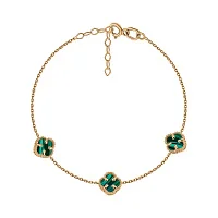 Браслет "Клевер" из красного золота с малахитом - 1747752