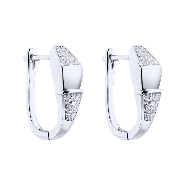 Серебряные серьги "Змея" с фианитами - 2153339