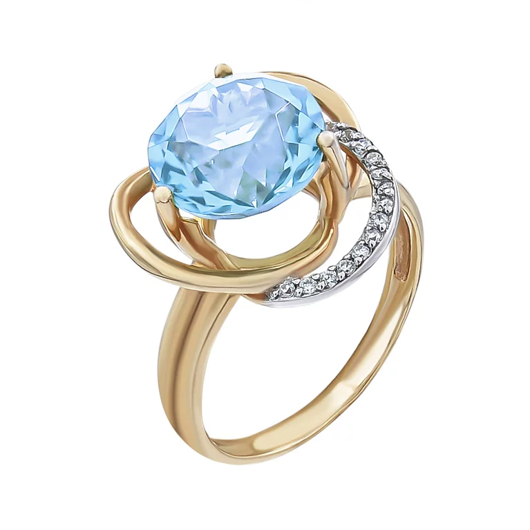 Золотое кольцо с топазом и фианитами. Артикул 1190433101: цена, отзывы, фото – купить в интернет-магазине AURUM