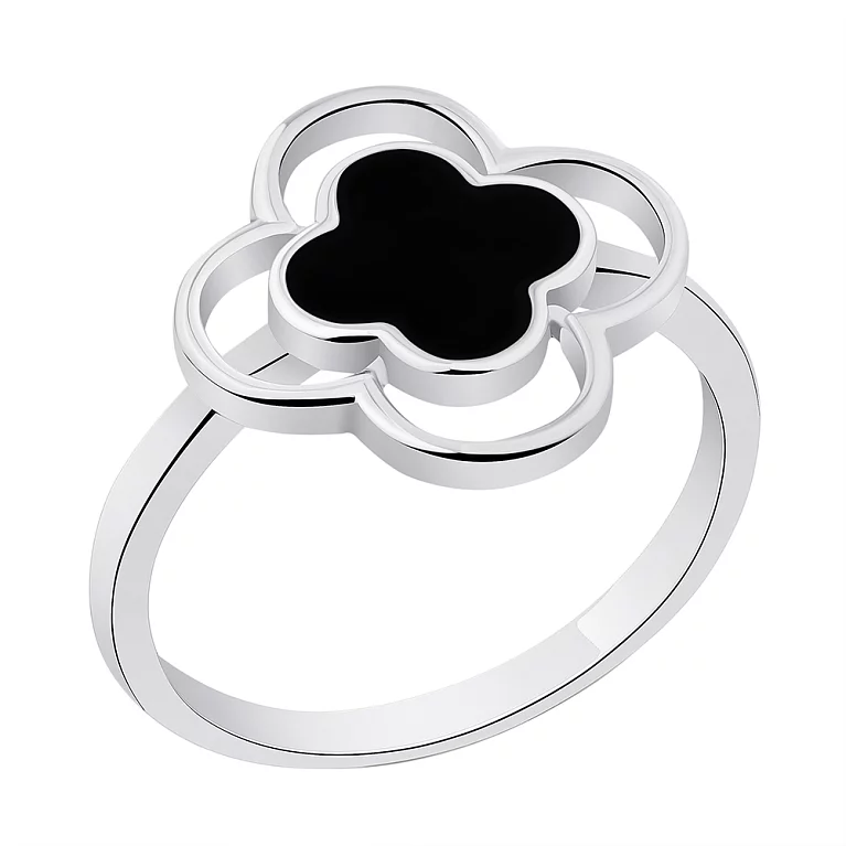 Серебряное кольцо "Клевер" с эмалью. Артикул 7501/5677/15еч: цена, отзывы, фото – купить в интернет-магазине AURUM