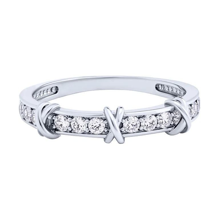 Серебряное кольцо с дорожкой из фианитов - 2088703