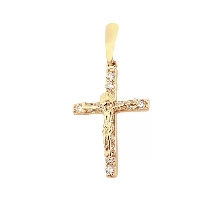 Крестик из красного золота с фианитами. Артикул 501388: цена, отзывы, фото – купить в интернет-магазине AURUM
