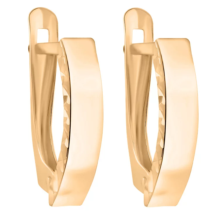 Золоті сережки з алмазною гранню. Артикул 121700а: ціна, відгуки, фото – купити в інтернет-магазині AURUM