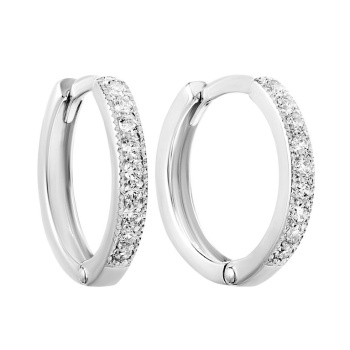 Сережки-кольца из белого золота с фианитами - 1345809