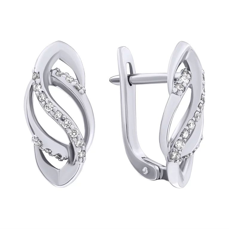 Сережки з білого золота з діамантами. Артикул 52787/1б: ціна, відгуки, фото – купити в інтернет-магазині AURUM