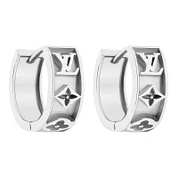 Серьги-кольца "Цветок" в белом золоте - 1822696