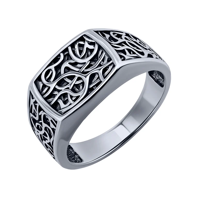 Каблучка-перстень "Лози" з чорнінням - 2128200