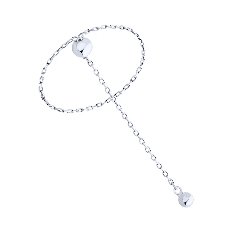 Каблучка-ланцюжок "Кульки" з підвісом зі срібла - 2126917