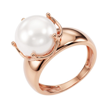Каблучка з червоного золота з перлиною - 778928