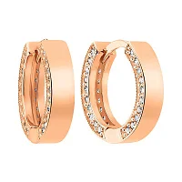 Сережки-кольца из красного золота с фианитом - 965598
