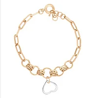 Браслет з комбінованого золота шопард та якірне плетіння "Серце" - 1649527