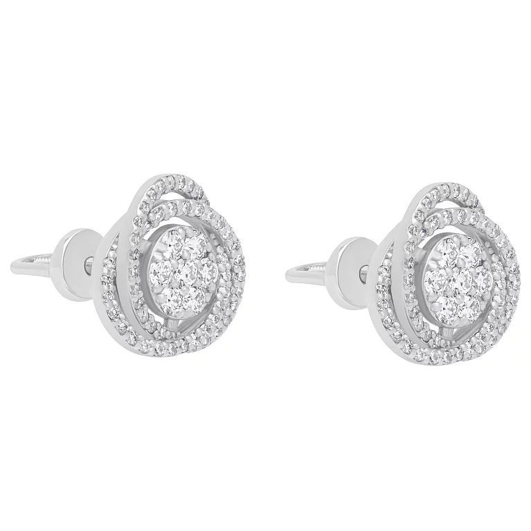 Сережки-гвоздики з білого золота з діамантами. Артикул 2190307202: ціна, відгуки, фото – купити в інтернет-магазині AURUM