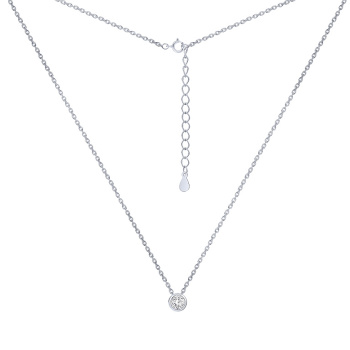 Серебряное колье с подвесом с фианитом плетение якорь - 2240470